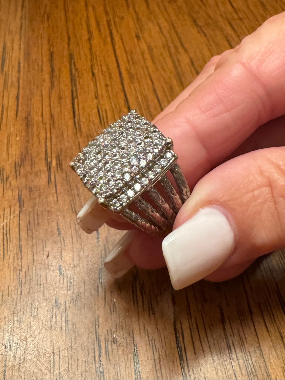 Gempara Designer Inspired 14K White Gold Plated Simulated Pave Diamond Ring